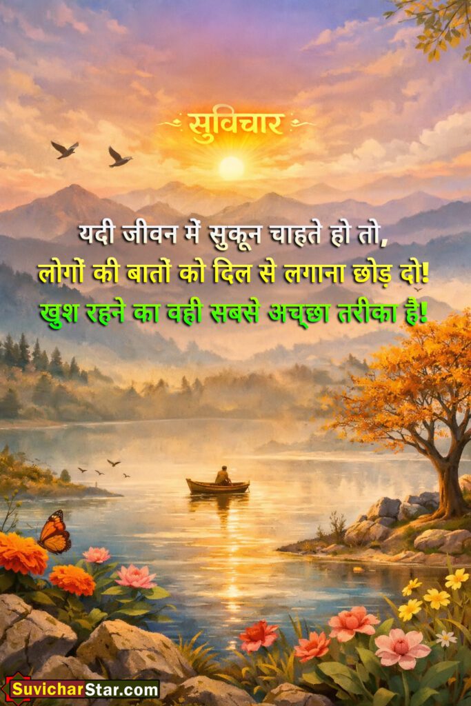 यदि जीवन मे सुकून चाहते हो तो, लोगों की बातों को दिल से लगाना छोड़ दो ! खुश रहेने का वही सबसे अच्छा तरीका हैं !